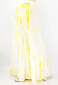 Summer Yellow And White Tie And Dye Cotton Palazzo image 2
