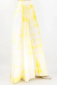 Summer Yellow And White Tie And Dye Cotton Palazzo image 3