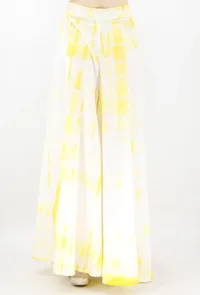 Summer Yellow And White Tie And Dye Cotton Palazzo image 4