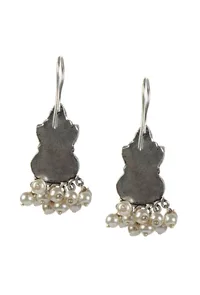 Pearl Cascade with Green Stone Earrings image 3