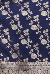 Navy Blue Color Semi Silk Dupatta With Zari Weaving image 5