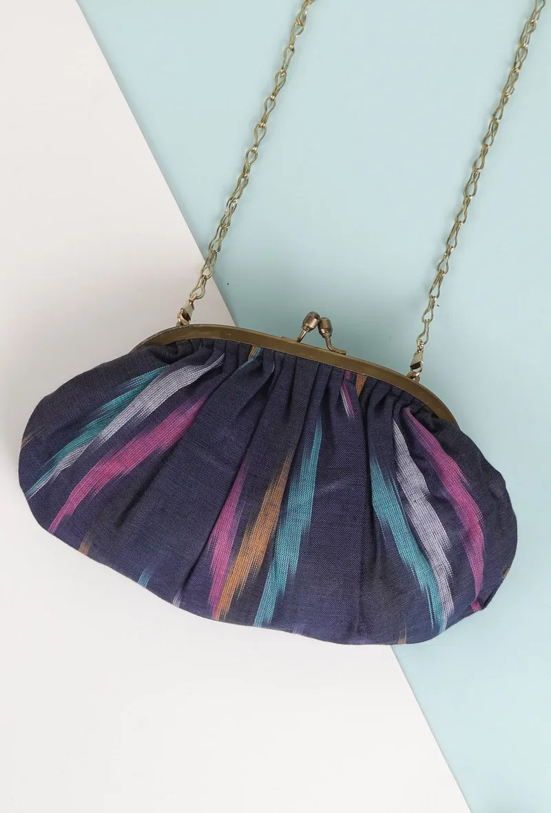 Violet Ikat Contrast Clutch