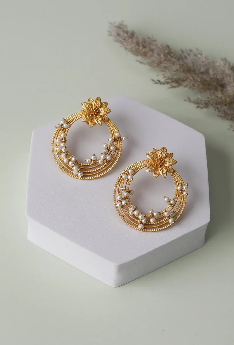 Starkle Gold Embellished Earrings