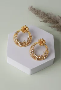 Starkle Gold Embellished Earrings image 1