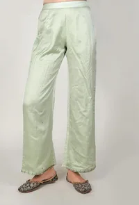 Sea Green Chanderi Palazzo With Zari Embroidery image 1