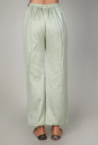 Sea Green Chanderi Palazzo With Zari Embroidery image 3