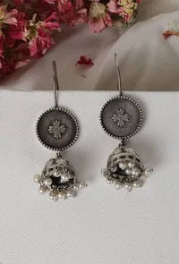 Floral & Pearl Hook Jhumkas&nbsp;Earrings image 1