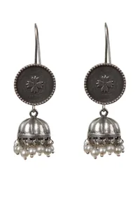 Floral & Pearl Hook Jhumkas&nbsp;Earrings image 3