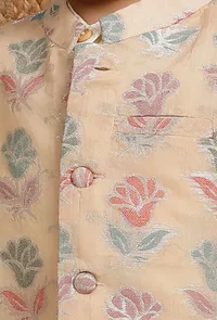 Peach Brocade Nehru Jacket image 4