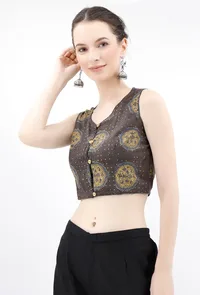 Mustard & White Ikat South Cotton Saree image 2