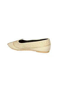 Off White Zari Aari Embroidered Juttis image 5