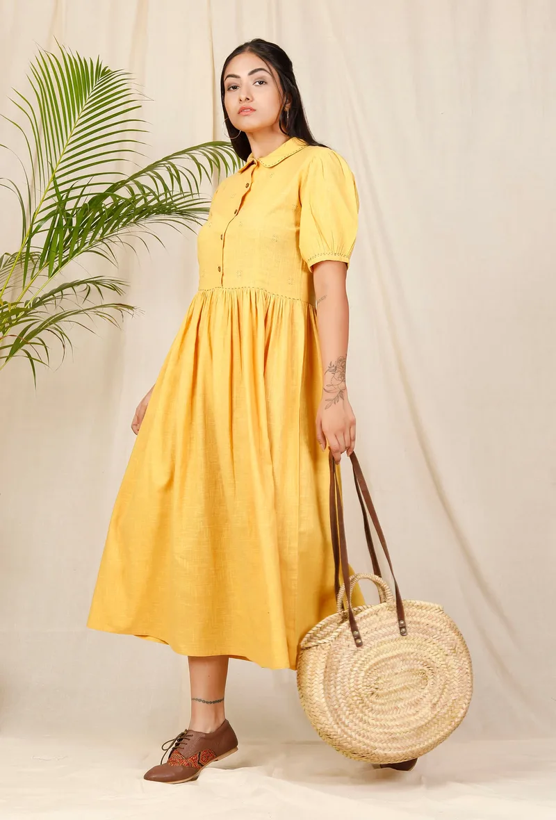 Surya Collared hand-Emroidered Dress