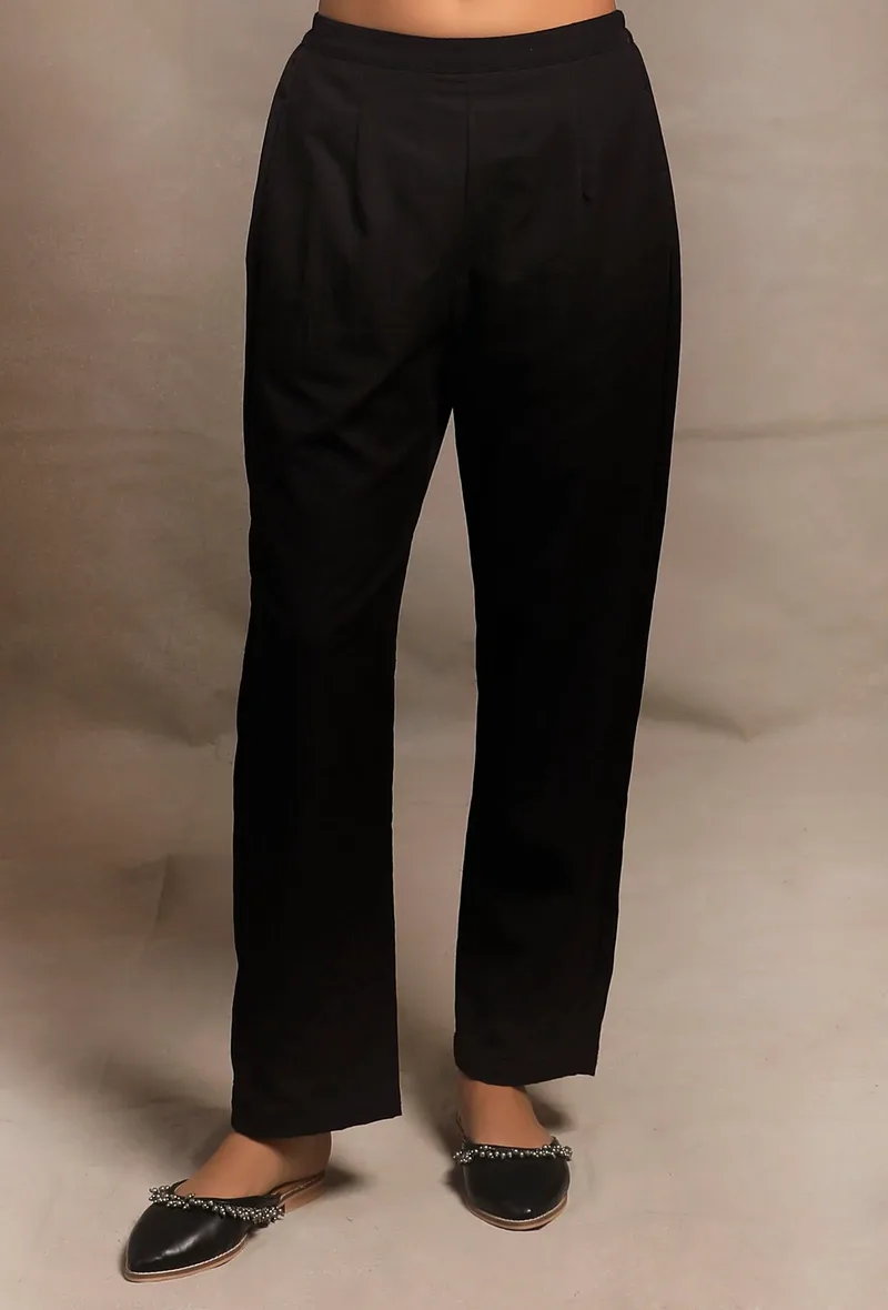 Black Straight Fit Pants
