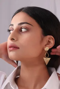 Kiara Triangle Ualr Brass Earrings image 1