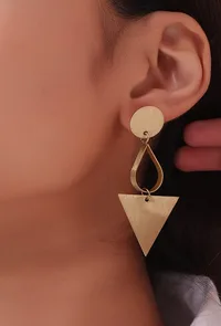 Kiara Triangle Ualr Brass Earrings image 2