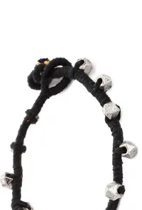 Set of 2: Black Embellishments Threaded German Silver Anklet image 4