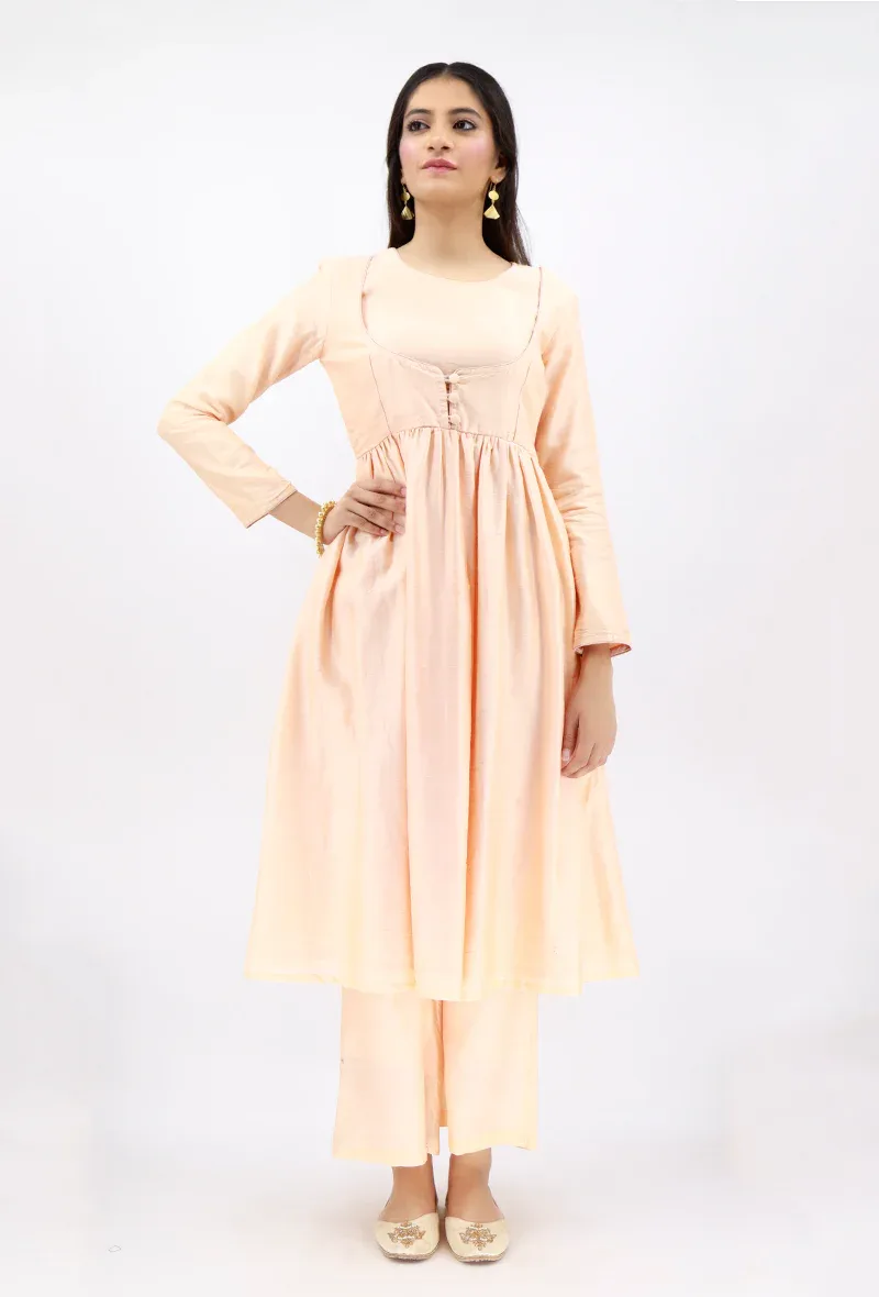 Plan Peach Chanderi Dress