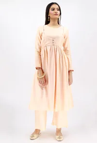 Plan Peach Chanderi Dress image 2
