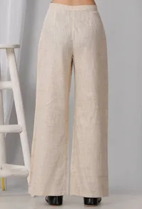 Set of 2: Beige Cotton Khadi Kurta with Palazzo image 5