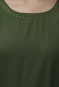 Olive Green Cashmilon Straight Phiran Kurta image 6