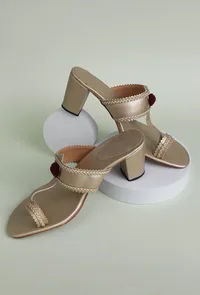 Golden Cruelty-Free Leather Heeled Sandals image 1