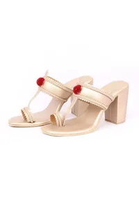 Golden Cruelty-Free Leather Heeled Sandals image 3
