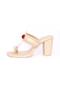 Golden Cruelty-Free Leather Heeled Sandals image 4
