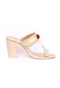 Golden Cruelty-Free Leather Heeled Sandals image 5