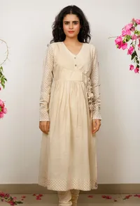 Beige Cotton Kurta image 1