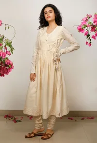 Beige Cotton Kurta image 3