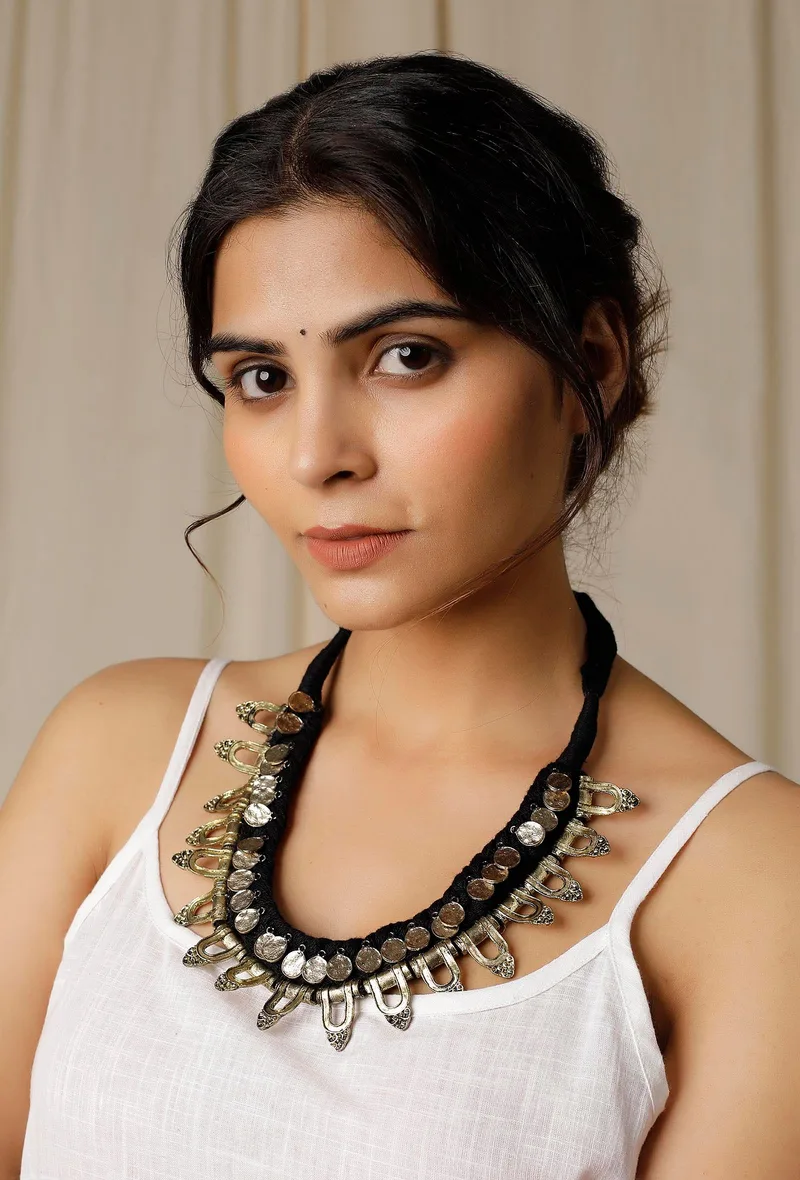 Black Tribal Silver Necklace