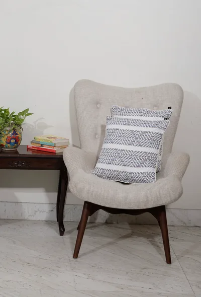 Set of 2: Pure White Handcrafted Jacquard Cushion Covers