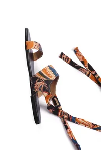 Black Kalamkari Tie Up Flats image 4