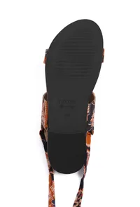 Black Kalamkari Tie Up Flats image 5