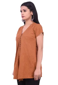 Orange Pure Cotton Kurta image 3