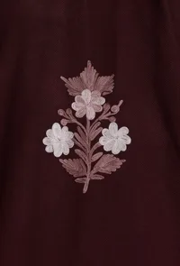 Seal Brown Aari Embroidered Kashmiri Phiran-Free Size image 6