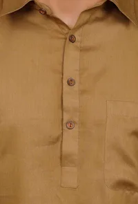 Set of 2:Olive Green Cotton Satin Pathani Kurta and Pyjama image 5