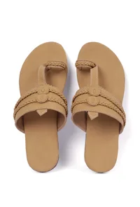 Camel Brown Cruelty free Leather inspired Kolhapuri image 3