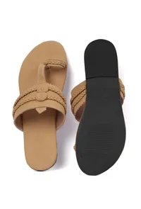 Camel Brown Cruelty free Leather inspired Kolhapuri image 4