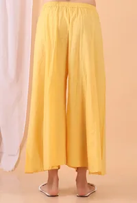 Mustard Yellow Cotton Woven Palazzo image 3