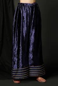 Set of 3 : Green velvet Phiran, Blue Velvet Pallazo and Blue Odhani image 3