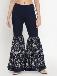 Navy Blue Sharara With Parsi Embroidery image 2