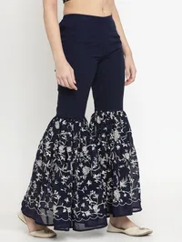 Navy Blue Sharara With Parsi Embroidery image 3