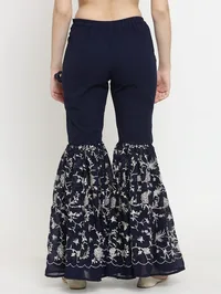 Navy Blue Sharara With Parsi Embroidery image 5