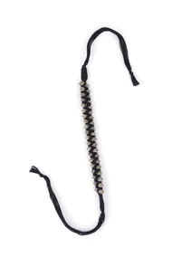 Set Of 2: Zue Black Thread & Antique Plated Brass Beaded Anklets image 3