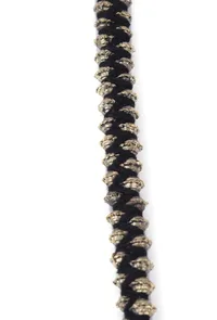 Set Of 2: Zue Black Thread & Antique Plated Brass Beaded Anklets image 4