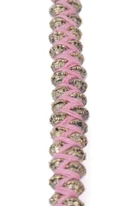 Set Of 2: Zaina Pink Thread & Antique Plated Brass Beaded Anklets image 4