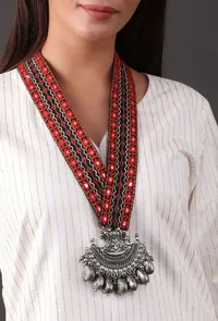Red Kutch V Neck Necklace image 1