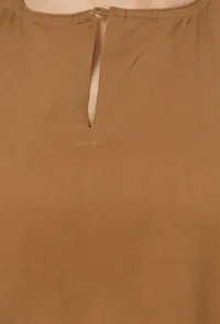 Kanak Beige Cotton Plain Kota Cap Sleeves Blouse image 6