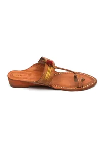 Saanjh Golden Strap Cruelty-Free Genuine Leather Kolhapuri image 5